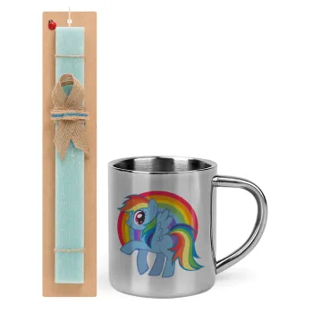 My Little Pony, Easter Set, metallic thermal cup (300ml) & aromatic flat Easter candle (30cm) (TURQUOISE)