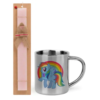 My Little Pony, Easter Set, metallic thermal cup (300ml) & aromatic flat Easter candle (30cm) (PINK)