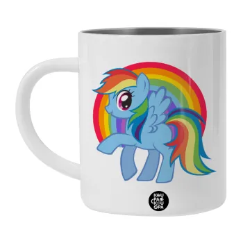 My Little Pony, Λευκή Ανοξείδωτη Μεταλλική Κούπα 450ml - Διπλού Τοιχώματος 