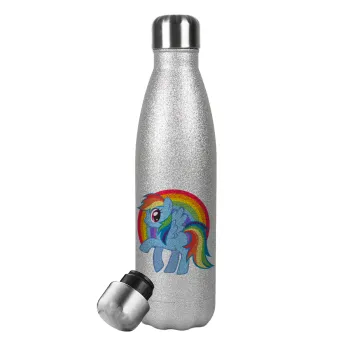 My Little Pony, Metallic Glitter Silver Thermos Flask (Stainless steel), double-walled, 500ml
