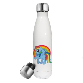 My Little Pony, Μεταλλικό παγούρι θερμός Λευκό (Stainless steel), διπλού τοιχώματος, 500ml