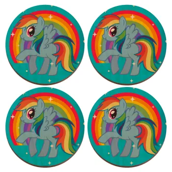 My Little Pony, ΣΕΤ x4 Σουβέρ ξύλινα στρογγυλά plywood (9cm)