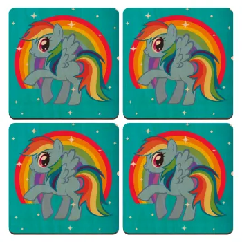 My Little Pony, ΣΕΤ x4 Σουβέρ ξύλινα τετράγωνα plywood (9cm)