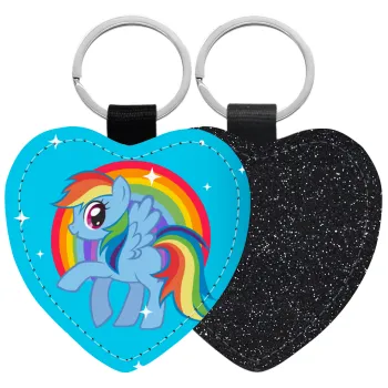 My Little Pony, Μπρελόκ PU δερμάτινο glitter καρδιά ΜΑΥΡΟ