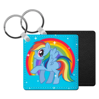 My Little Pony, Μπρελόκ Δερματίνη, τετράγωνο ΜΑΥΡΟ (5x5cm)