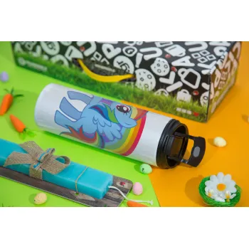 My Little Pony, Πασχαλινή Λαμπάδα με Travel Tumbler θερμό με διπλό καπάκι (600ml, BPA free) & κερί αρωματικό πλακέ (30cm) (ΤΙΡΚΟΥΑΖ)