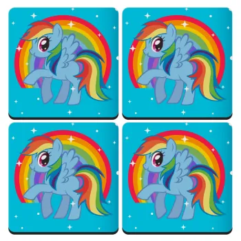 My Little Pony, ΣΕΤ 4 Σουβέρ ξύλινα τετράγωνα (9cm)