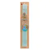 Easter Set, wooden keychain & aromatic flat Easter candle (30cm) (TURQUOISE)
