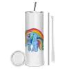 Tumbler stainless steel 600ml, with metal straw & cleaning brush