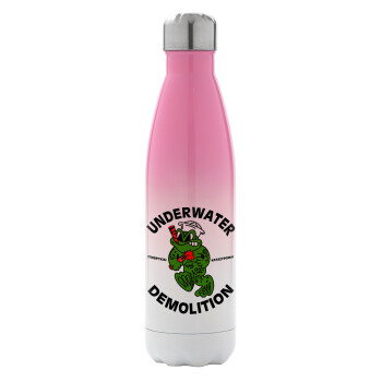 Underwater Demolition, Metal mug thermos Pink/White (Stainless steel), double wall, 500ml