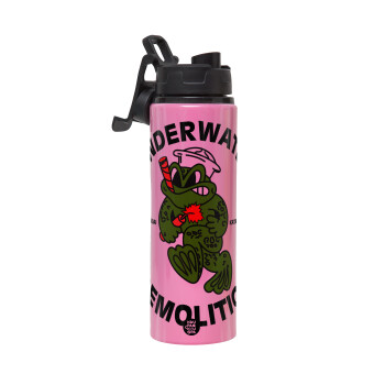 Underwater Demolition, Metallic water bottle with safety lid, 850ml aluminum