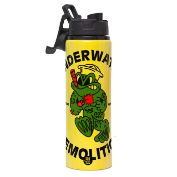 Underwater Demolition, Metallic water bottle with safety lid, 850ml aluminum
