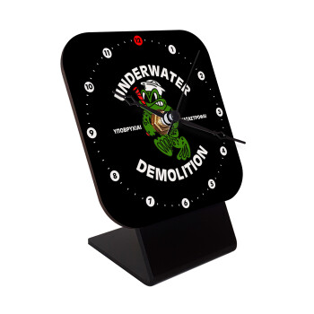 Underwater Demolition, Quartz Wooden table clock with hands (10cm)