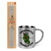 Easter Set, metallic thermal cup (300ml) & Easter aromatic flat candle (30cm) (GRAY)