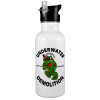 White water bottle with straw, stainless steel 600ml