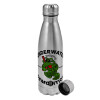 Metallic water bottle, stainless steel, 750ml