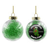 Transparent Christmas tree ball ornament with green filling 8cm