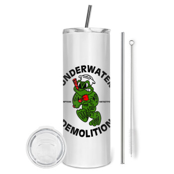 Underwater Demolition, Eco friendly stainless steel tumbler 600ml, with metal straw & cleaning brush