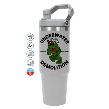 Underwater Demolition, GREY color, 890ml (30oz) stainless Steel Tumbler with Handle