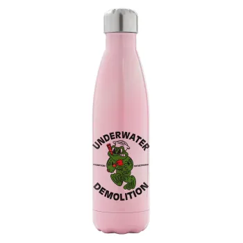 Underwater Demolition, Μεταλλικό παγούρι θερμός Ροζ Ιριδίζον (Stainless steel), διπλού τοιχώματος, 500ml