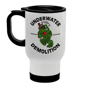 Underwater Demolition, Κούπα ταξιδιού ανοξείδωτη με καπάκι, διπλού τοιχώματος (θερμό) λευκή 450ml