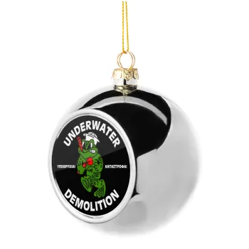 Underwater Demolition, Silver 8cm Christmas tree ball ornament