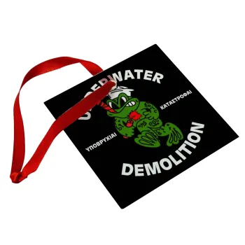 Underwater Demolition, Christmas ornament, glass square ornament 9x9cm
