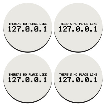 there's no place like 127.0.0.1, SET of 4 round wooden coasters (9cm)