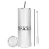 Tumbler stainless steel 600ml, with metal straw & cleaning brush