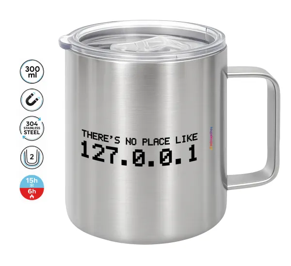 there's no place like 127.0.0.1 — Double-walled stainless steel mug 300ml with temperature-retaining lid