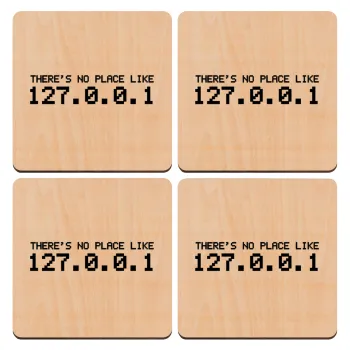 there's no place like 127.0.0.1, ΣΕΤ x4 Σουβέρ ξύλινα τετράγωνα plywood (9cm)
