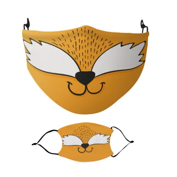 Παδικό σχέδιο ζωάκι Αλεπουδίτσα , Μάσκα υφασμάτινη Ενηλίκων πολλαπλών στρώσεων με υποδοχή φίλτρου