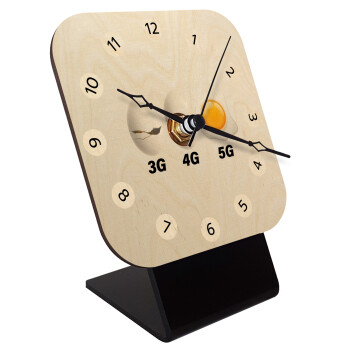 3G > 4G > 5G, Quartz Table clock in natural wood (10cm)