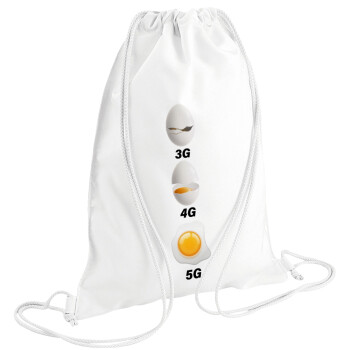 3G > 4G > 5G, Τσάντα πλάτης πουγκί GYMBAG λευκή (28x40cm)