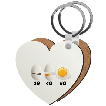 3G > 4G > 5G, Μπρελόκ Ξύλινο καρδιά MDF