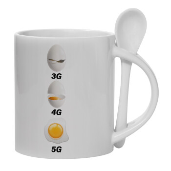 3G > 4G > 5G, Κούπα, κεραμική με κουταλάκι, 330ml (1 τεμάχιο)
