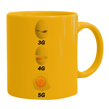 3G > 4G > 5G, Ceramic coffee mug yellow, 330ml (1pcs)