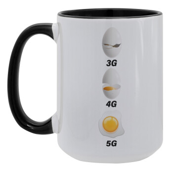 3G > 4G > 5G, Κούπα Mega 15oz, κεραμική Μαύρη, 450ml