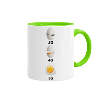3G > 4G > 5G, Mug colored light green, ceramic, 330ml