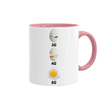 3G > 4G > 5G, Mug colored pink, ceramic, 330ml