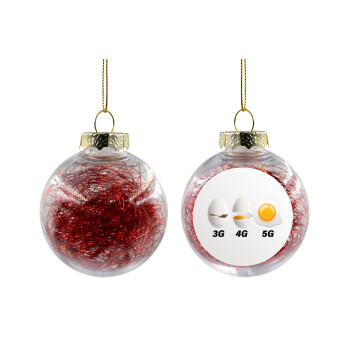 3G > 4G > 5G, Χριστουγεννιάτικη μπάλα δένδρου διάφανη με κόκκινο γέμισμα 8cm