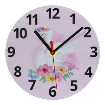 White swan, Ρολόι τοίχου γυάλινο (20cm)