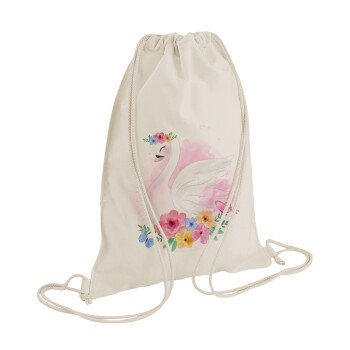 White swan, Backpack bag GYMBAG natural (28x40cm)