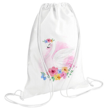White swan, Backpack pouch GYMBAG white (28x40cm)