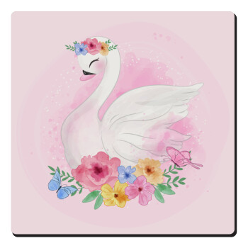 White swan, Τετράγωνο μαγνητάκι ξύλινο 6x6cm