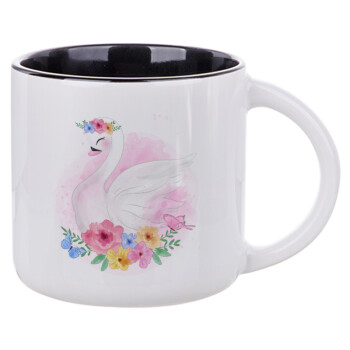 White swan, Κούπα κεραμική 400ml Λευκή/Μαύρη