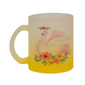 White swan, Κούπα γυάλινη δίχρωμη με βάση το κίτρινο ματ, 330ml