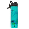 Metallic water bottle with safety lid, 850ml aluminum