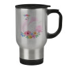 Stainless steel travel mug with lid, double wall 450ml
