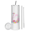 Tumbler stainless steel 600ml, with metal straw & cleaning brush
